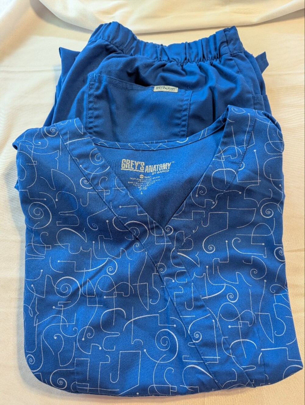 Grey's Anatomy Blue Scrub Set Sizes Top Large Pants XL